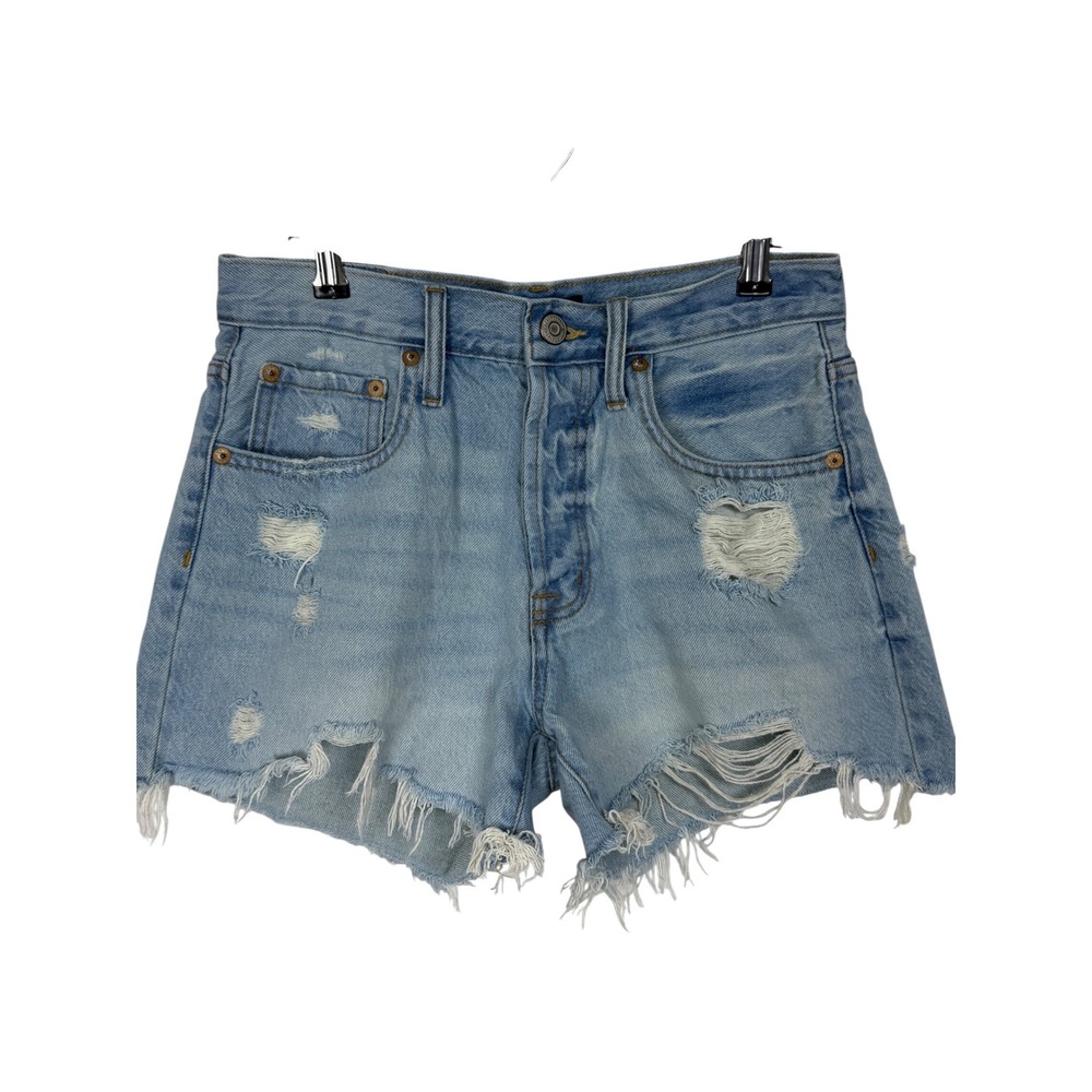Aeropostale 90s High Rise Cut-Off Shorts Womens 6 Blue Distressed Denim